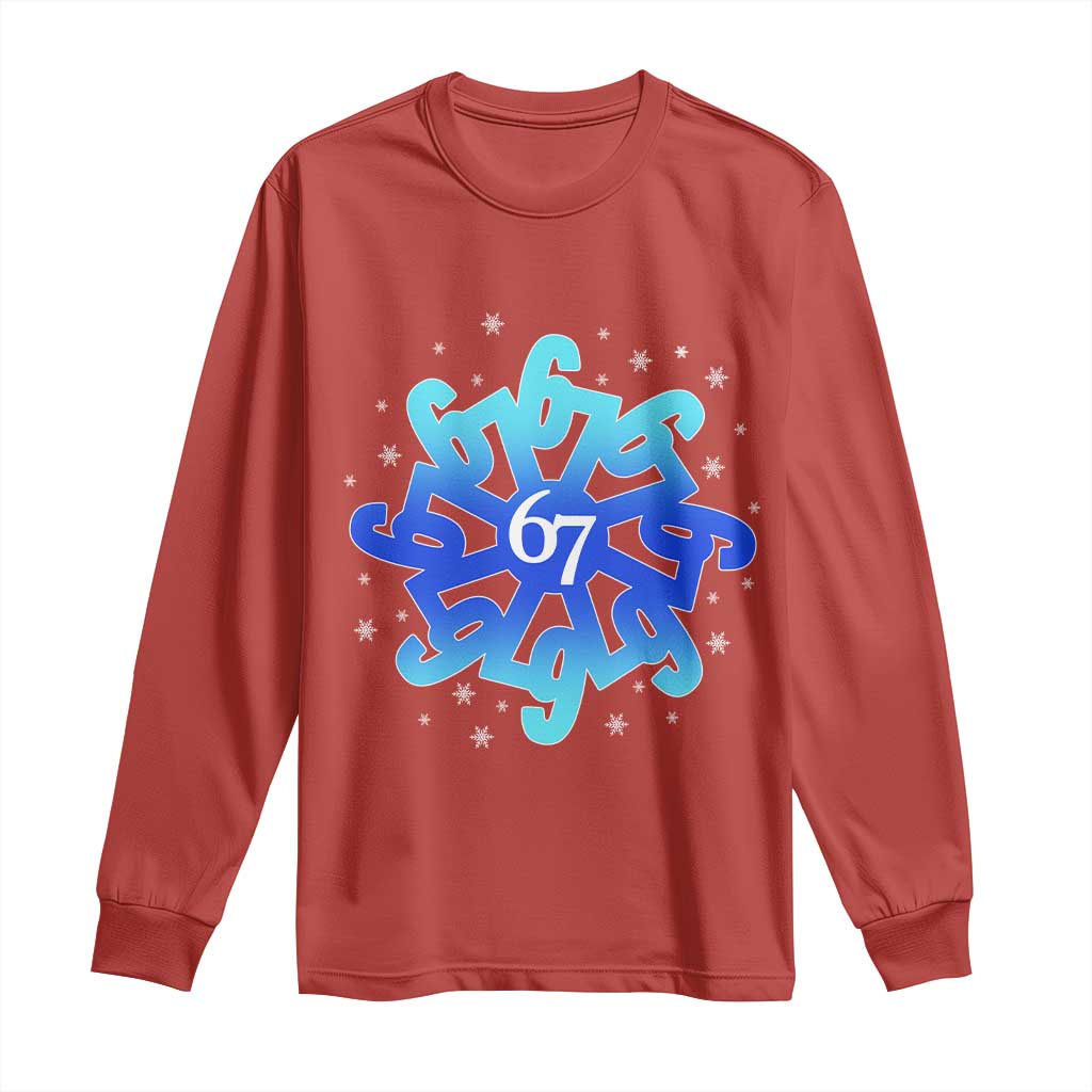 Funny 67 Christmas Snowflake Long Sleeve Shirt Six Seven Meme Xmas - Wonder Print Shop