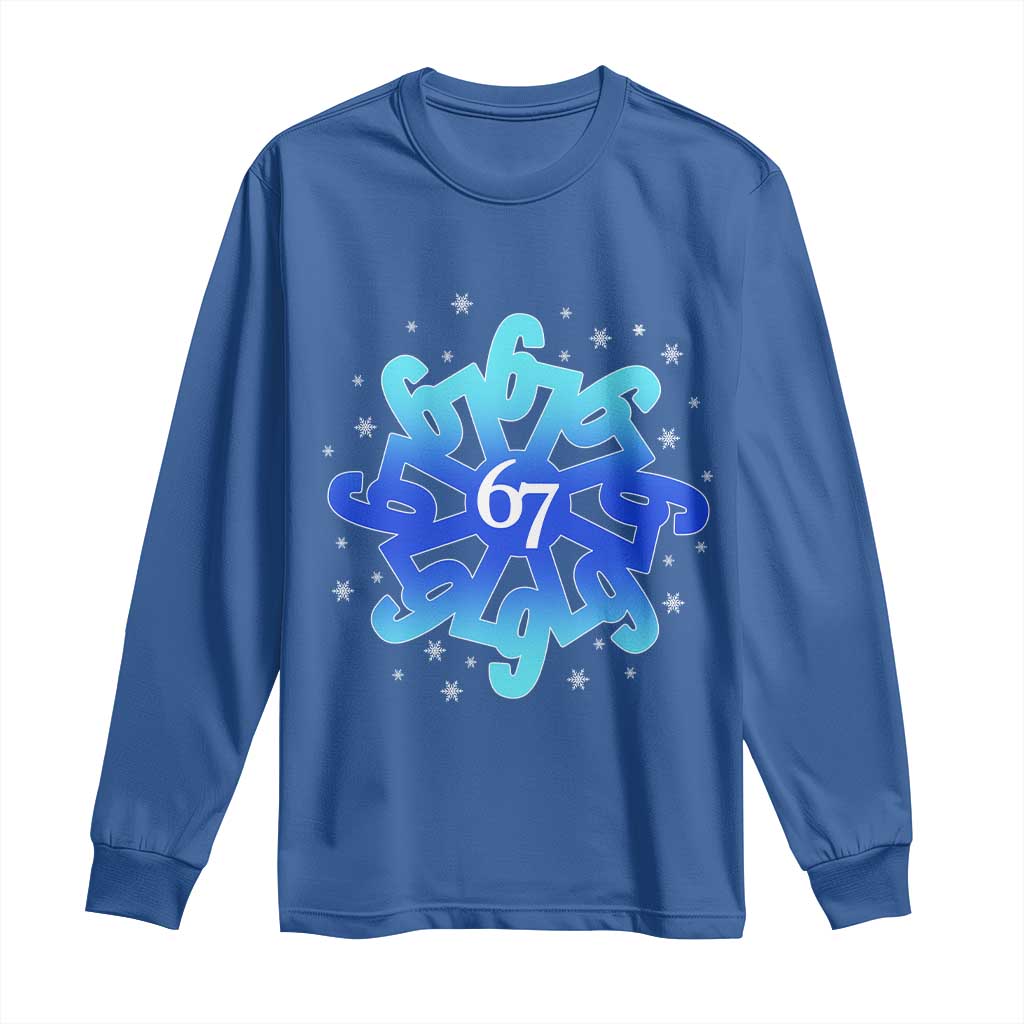 Funny 67 Christmas Snowflake Long Sleeve Shirt Six Seven Meme Xmas - Wonder Print Shop