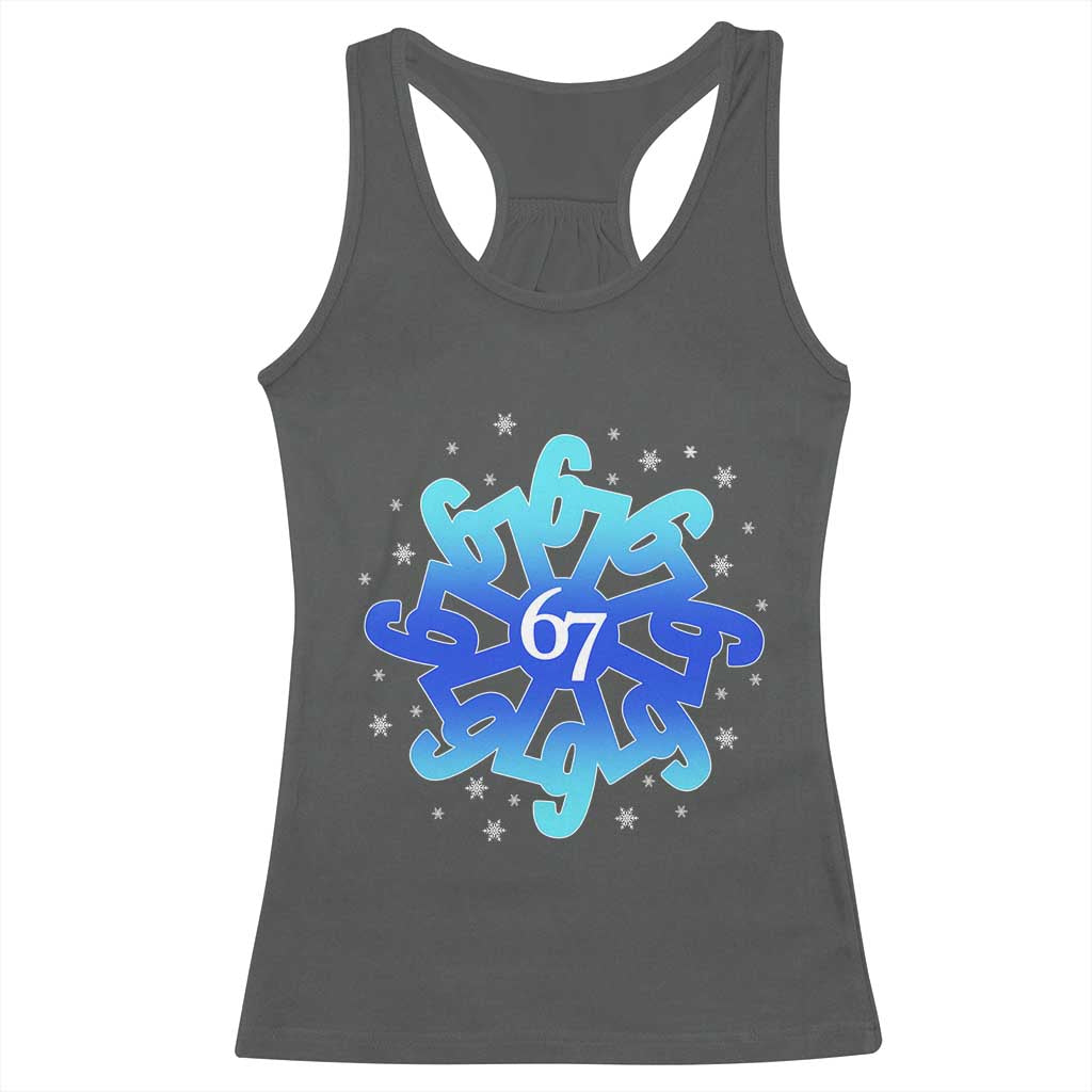 Funny 67 Christmas Snowflake Racerback Tank Top Six Seven Meme Xmas - Wonder Print Shop