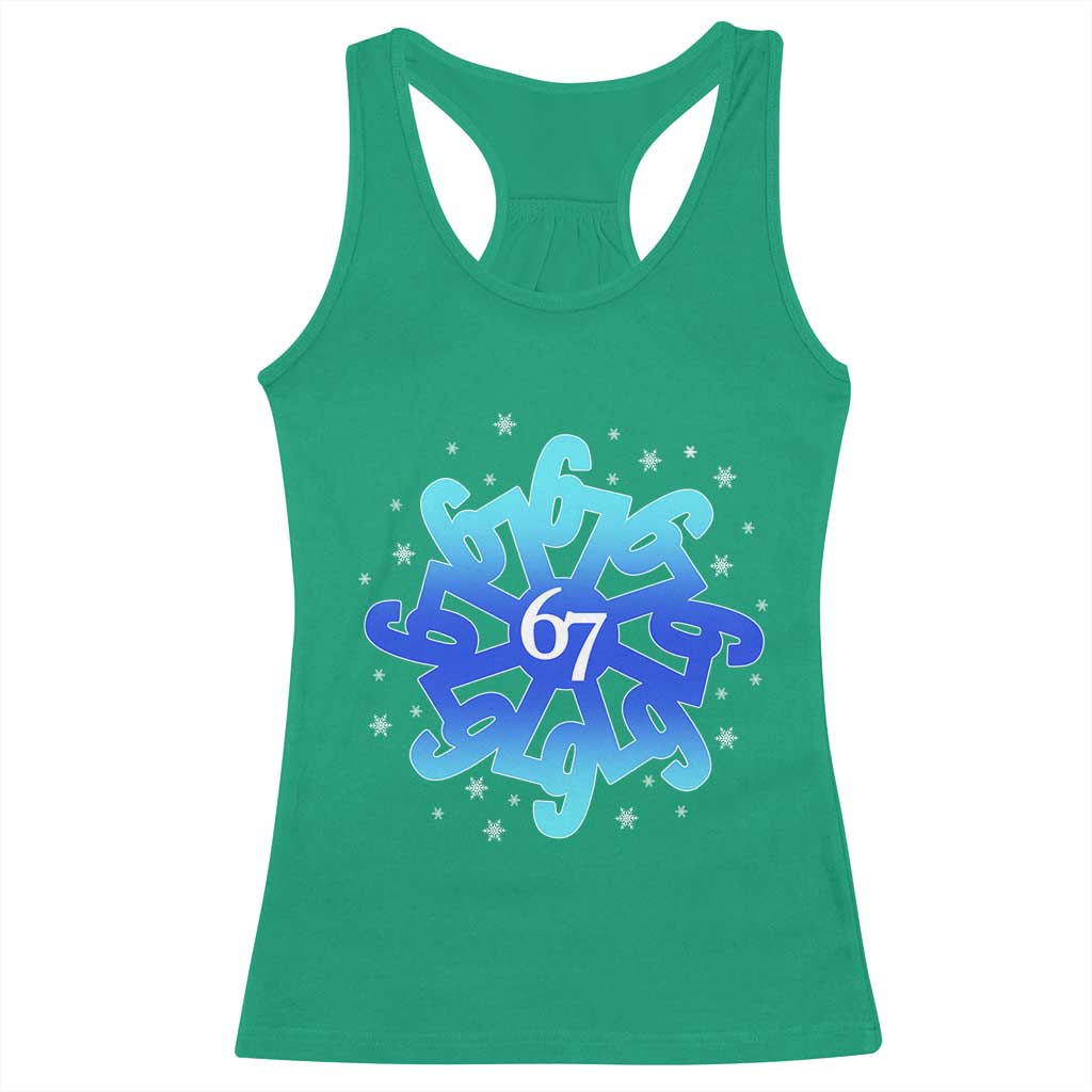 Funny 67 Christmas Snowflake Racerback Tank Top Six Seven Meme Xmas - Wonder Print Shop