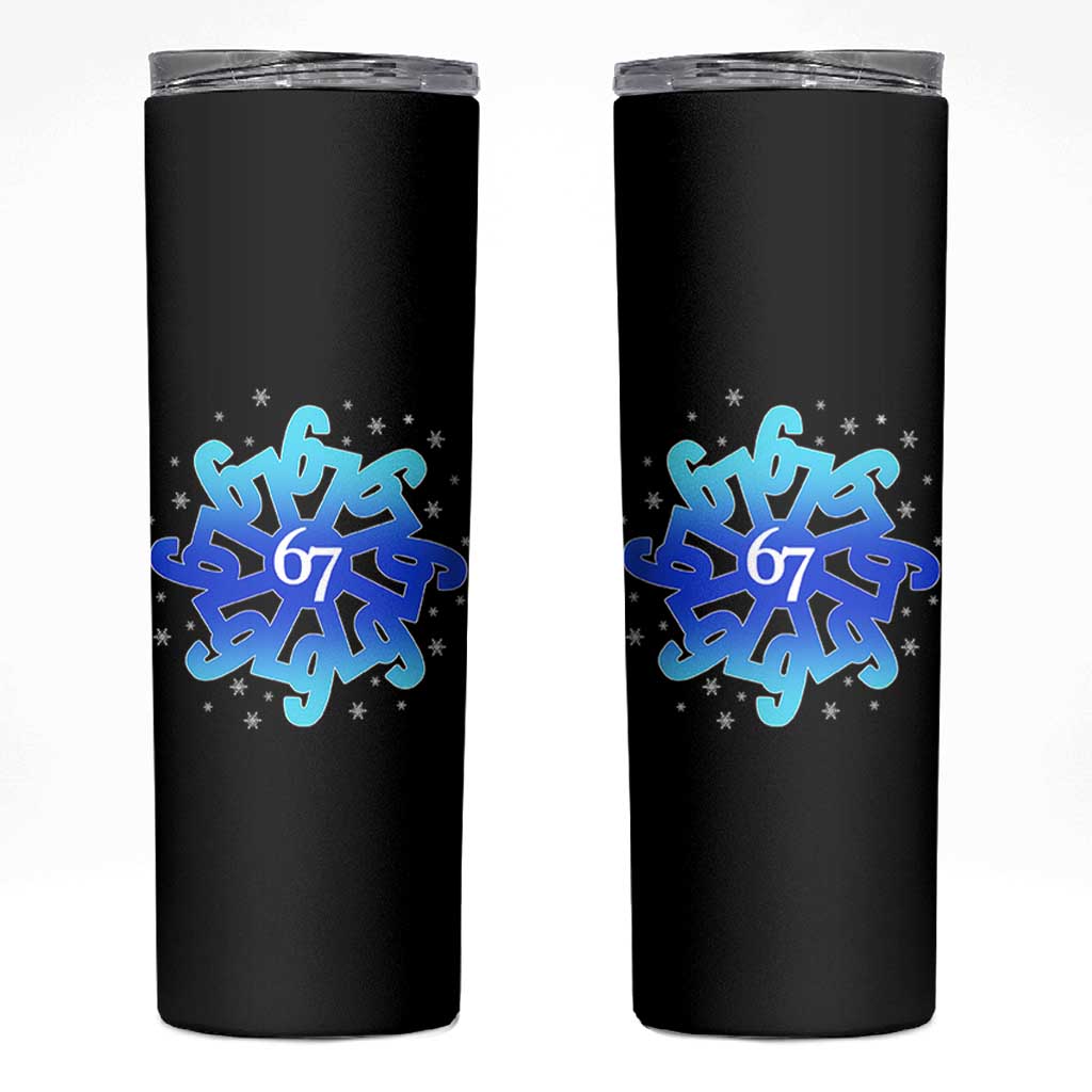 Funny 67 Christmas Snowflake Skinny Tumbler Six Seven Meme Xmas - Wonder Print Shop