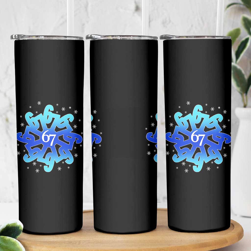 Funny 67 Christmas Snowflake Skinny Tumbler Six Seven Meme Xmas - Wonder Print Shop