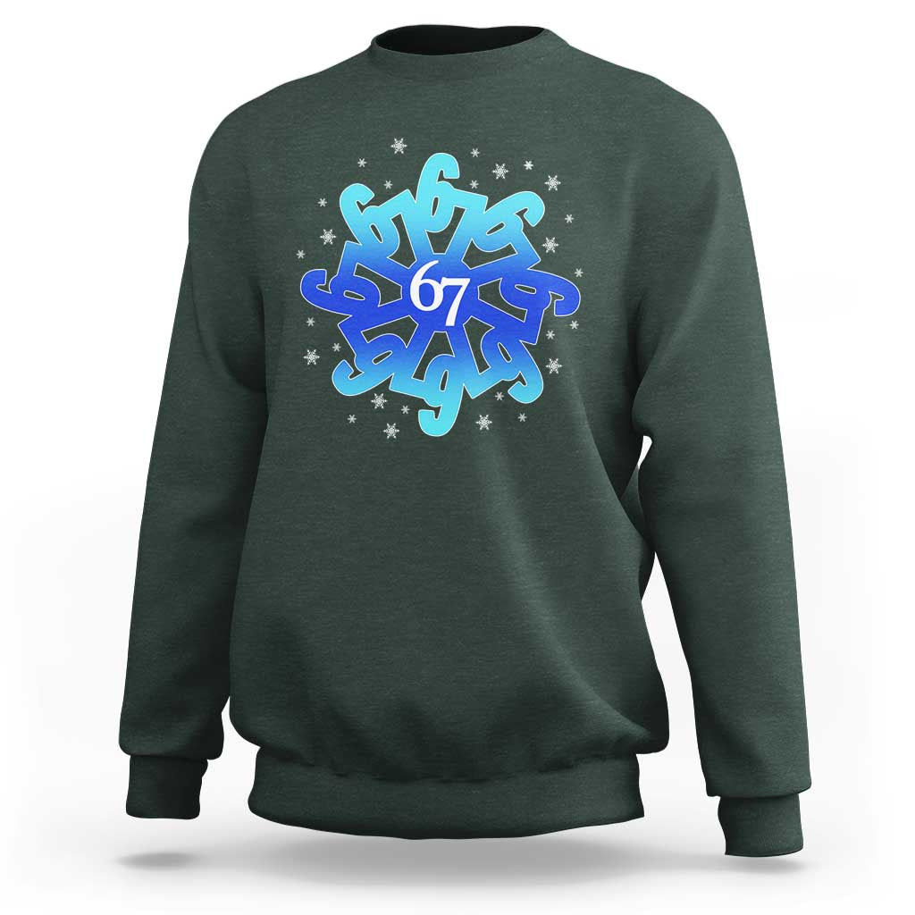 Funny 67 Christmas Snowflake Sweatshirt Six Seven Meme Xmas - Wonder Print Shop