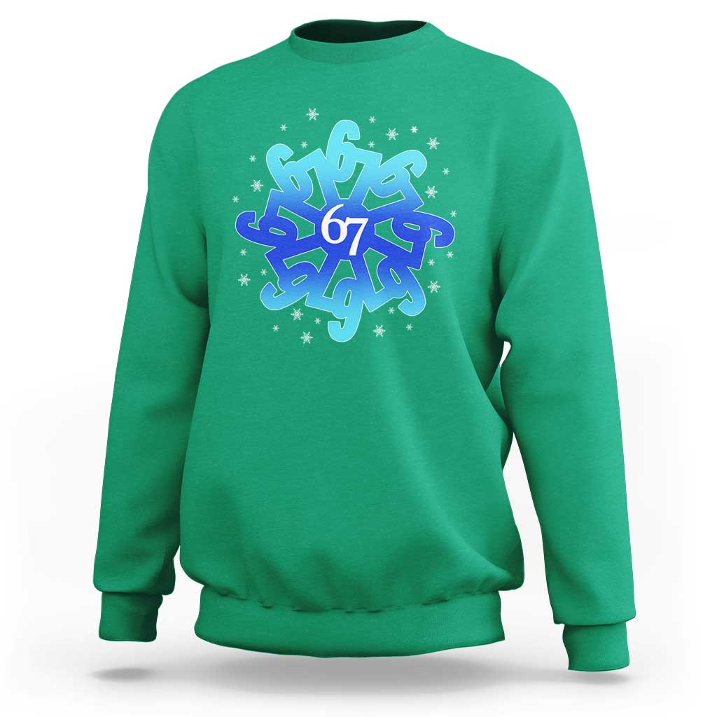 Funny 67 Christmas Snowflake Sweatshirt Six Seven Meme Xmas - Wonder Print Shop