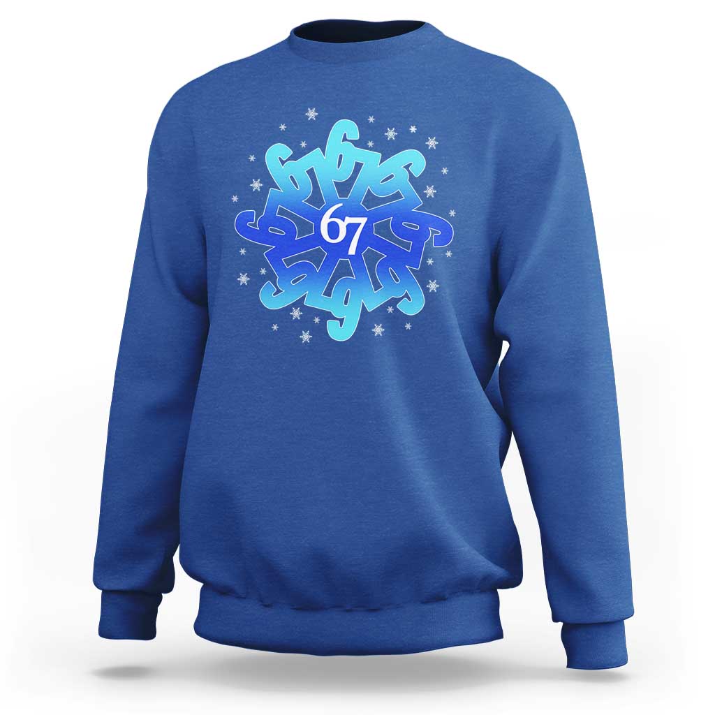 Funny 67 Christmas Snowflake Sweatshirt Six Seven Meme Xmas - Wonder Print Shop