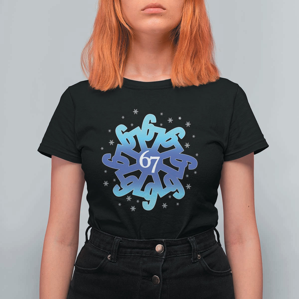 Funny 67 Christmas Snowflake T Shirt For Women Six Seven Meme Xmas - Wonder Print Shop