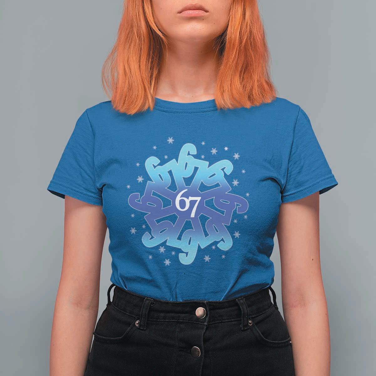 Funny 67 Christmas Snowflake T Shirt For Women Six Seven Meme Xmas - Wonder Print Shop