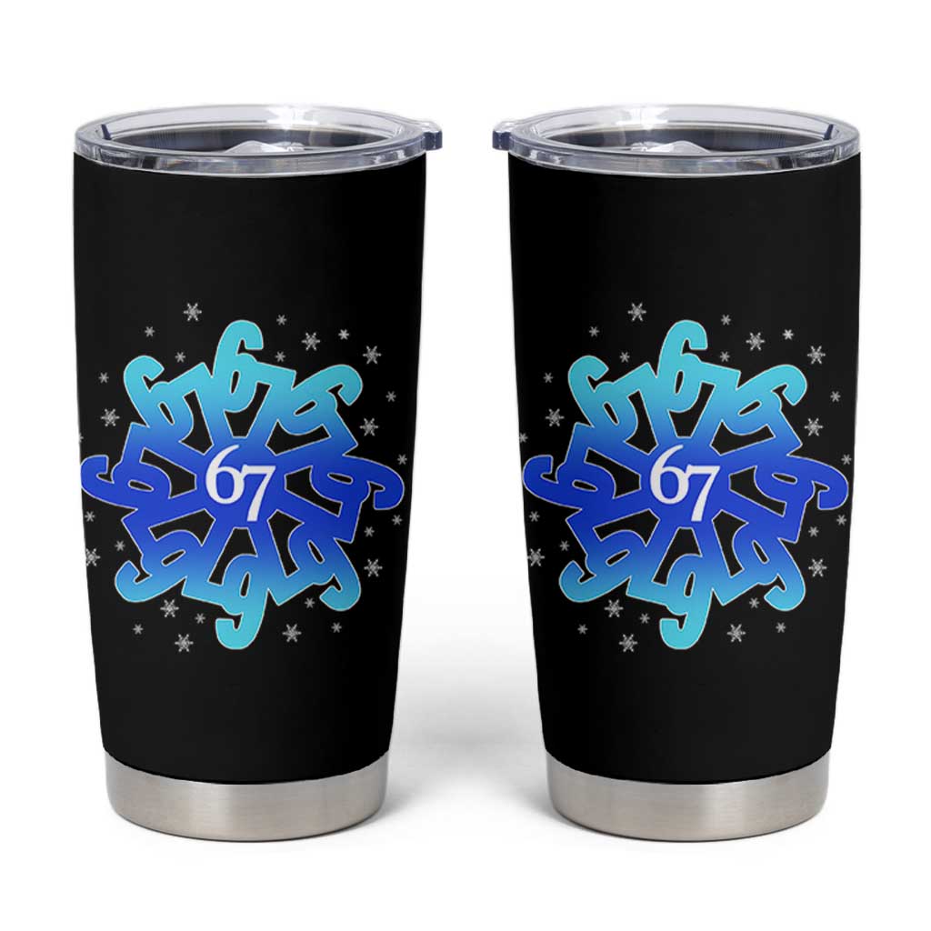 Funny 67 Christmas Snowflake Tumbler Cup Six Seven Meme Xmas - Wonder Print Shop