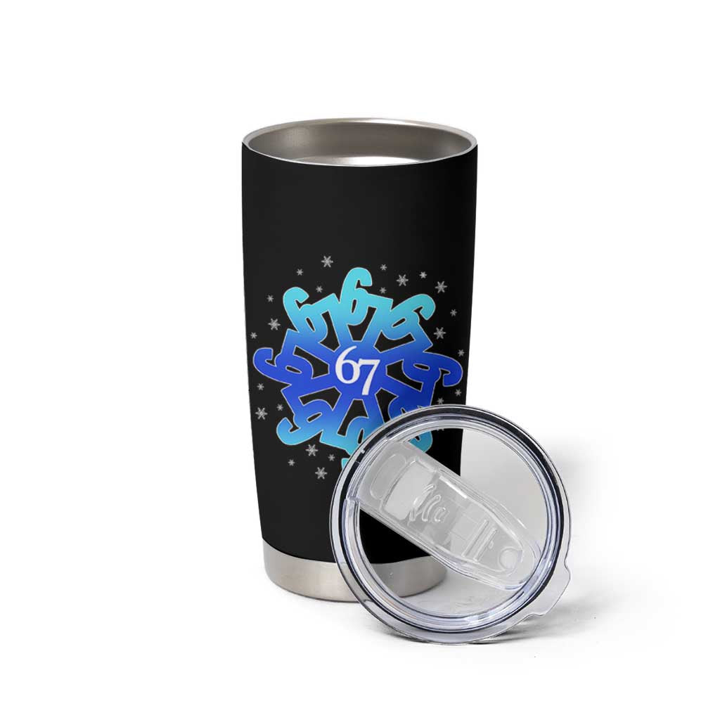 Funny 67 Christmas Snowflake Tumbler Cup Six Seven Meme Xmas - Wonder Print Shop