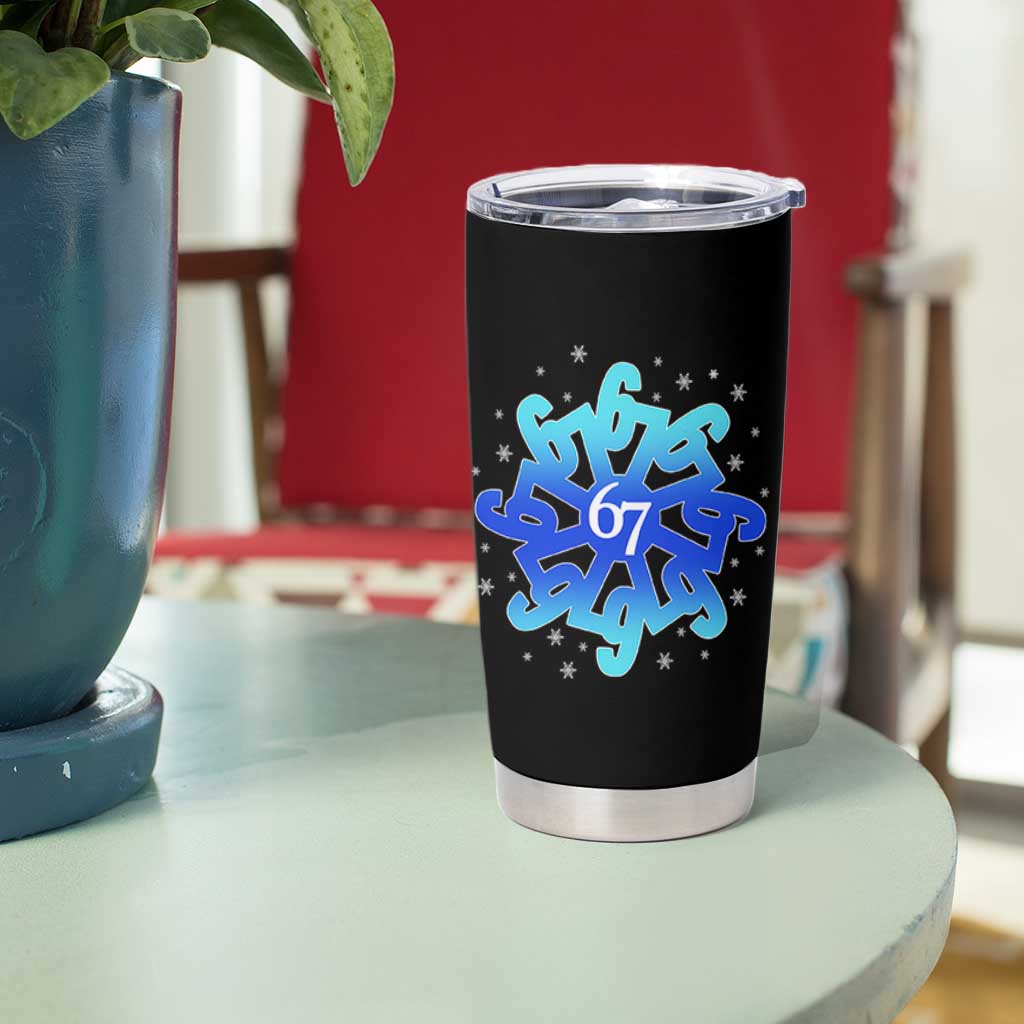 Funny 67 Christmas Snowflake Tumbler Cup Six Seven Meme Xmas - Wonder Print Shop
