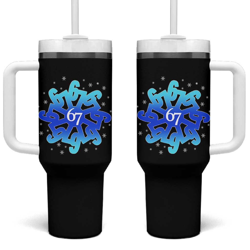 Funny 67 Christmas Snowflake Tumbler With Handle Six Seven Meme Xmas - Wonder Print Shop