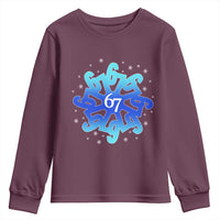 Funny 67 Christmas Snowflake Youth Sweatshirt Six Seven Meme Xmas - Wonder Print Shop