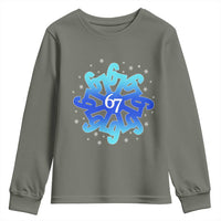 Funny 67 Christmas Snowflake Youth Sweatshirt Six Seven Meme Xmas - Wonder Print Shop