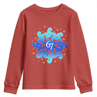 Funny 67 Christmas Snowflake Youth Sweatshirt Six Seven Meme Xmas - Wonder Print Shop