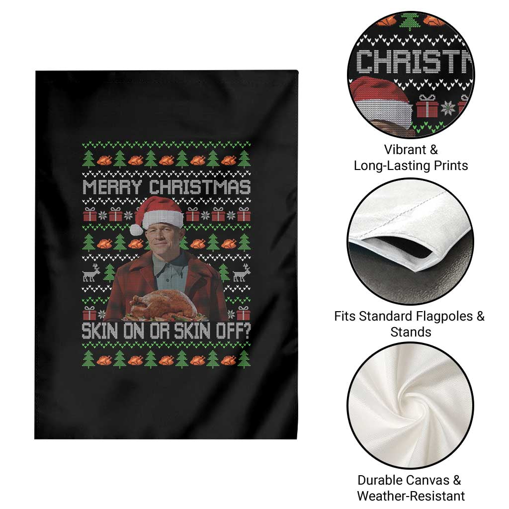 Ed Gein Christmas Garden Flag Funny Merry Christmas Skin On Or Skin Off Turkey - Wonder Print Shop