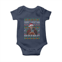 Ed Gein Christmas Baby Onesie Funny Merry Christmas Skin On Or Skin Off Turkey - Wonder Print Shop