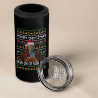 Ed Gein Christmas 4 in 1 Can Cooler Tumbler Funny Merry Christmas Skin On Or Skin Off Turkey - Wonder Print Shop