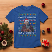 Ed Gein Christmas T Shirt Funny Merry Christmas Skin On Or Skin Off Turkey - Wonder Print Shop