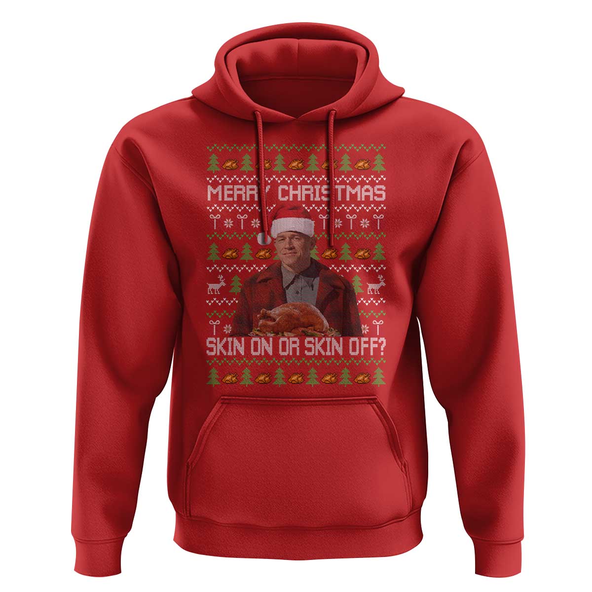 Ed Gein Christmas Hoodie Funny Merry Christmas Skin On Or Skin Off Turkey - Wonder Print Shop