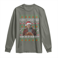 Ed Gein Christmas Long Sleeve Shirt Funny Merry Christmas Skin On Or Skin Off Turkey - Wonder Print Shop