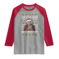 Ed Gein Christmas Raglan Shirt Funny Merry Christmas Skin On Or Skin Off Turkey - Wonder Print Shop