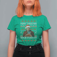 Ed Gein Christmas T Shirt For Women Funny Merry Christmas Skin On Or Skin Off Turkey - Wonder Print Shop