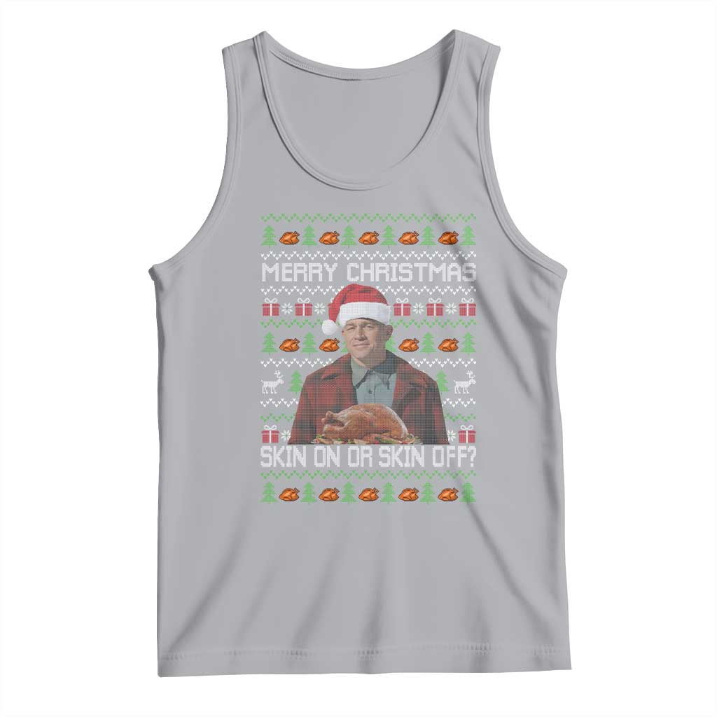 Ed Gein Christmas Tank Top Funny Merry Christmas Skin On Or Skin Off Turkey - Wonder Print Shop