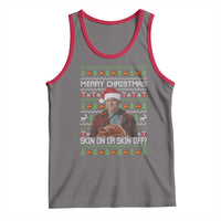 Ed Gein Christmas Tank Top Funny Merry Christmas Skin On Or Skin Off Turkey - Wonder Print Shop