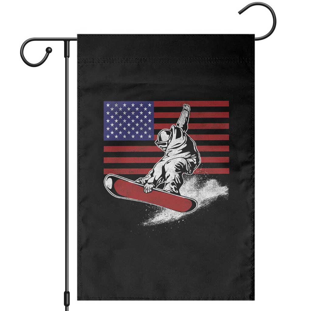 Funny Snowboarding Lover American Flag Winter Sport Garden Flag - Wonder Print Shop