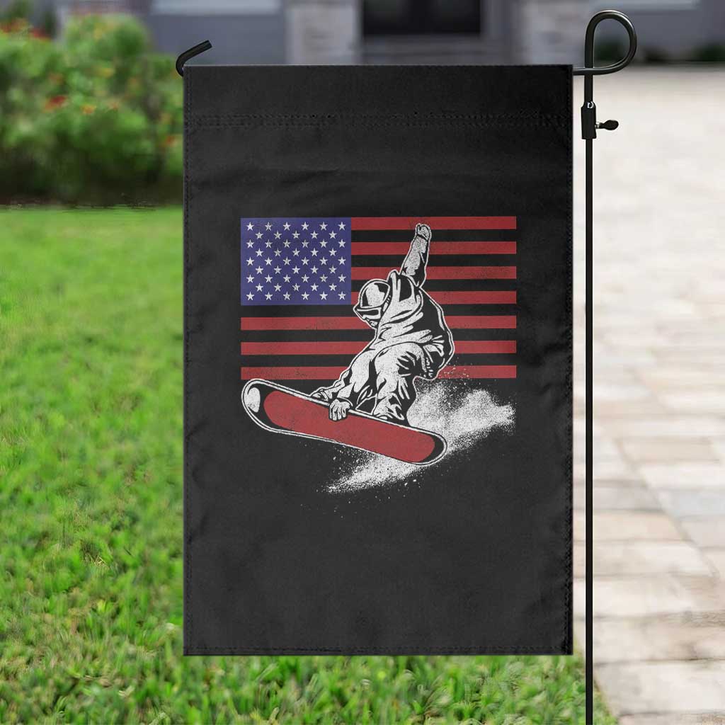 Funny Snowboarding Lover American Flag Winter Sport Garden Flag - Wonder Print Shop