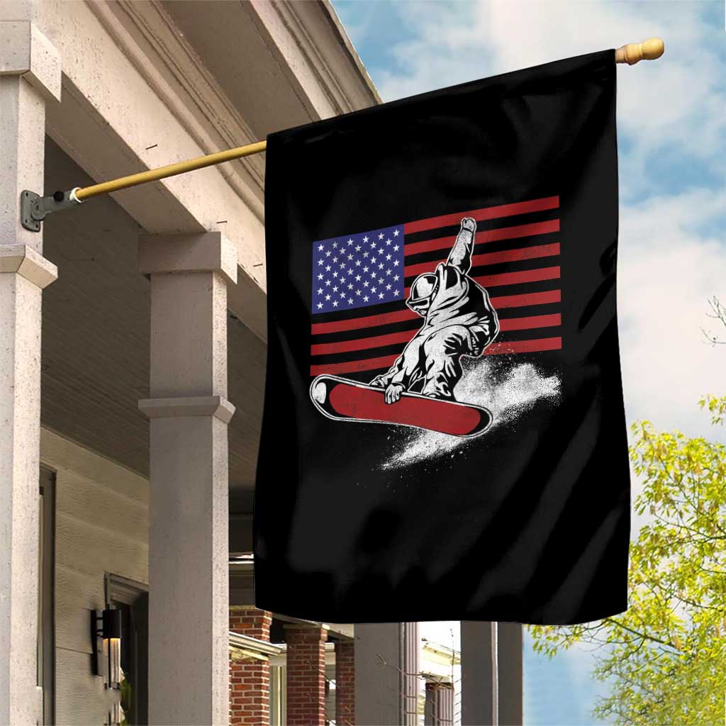Funny Snowboarding Lover American Flag Winter Sport Garden Flag - Wonder Print Shop