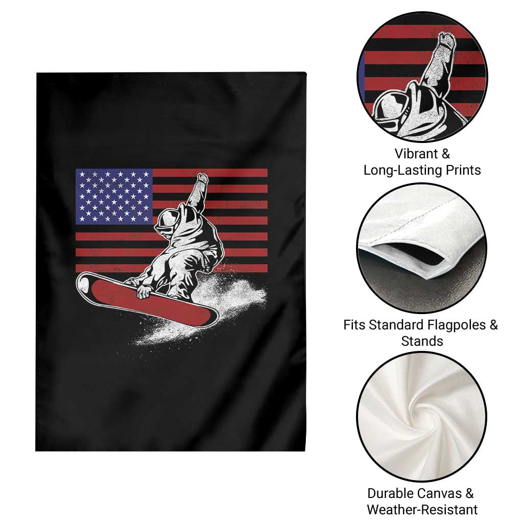 Funny Snowboarding Lover American Flag Winter Sport Garden Flag - Wonder Print Shop