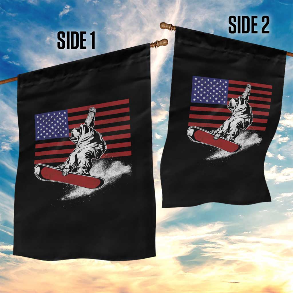 Funny Snowboarding Lover American Flag Winter Sport Garden Flag - Wonder Print Shop