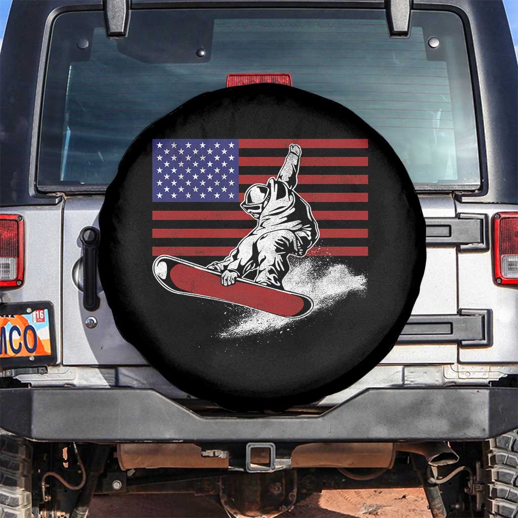 Funny Snowboarding Lover American Flag Winter Sport Spare Tire Cover - Wonder Print Shop