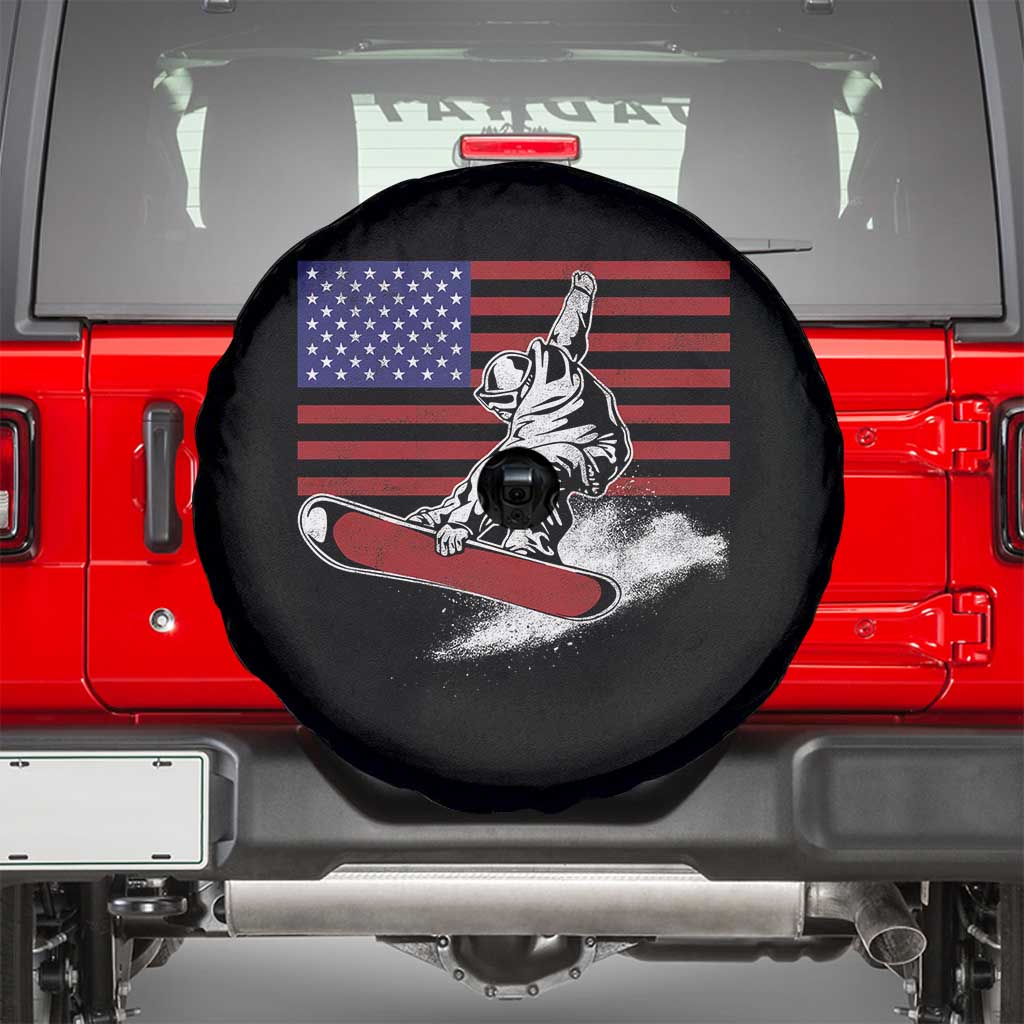 Funny Snowboarding Lover American Flag Winter Sport Spare Tire Cover - Wonder Print Shop