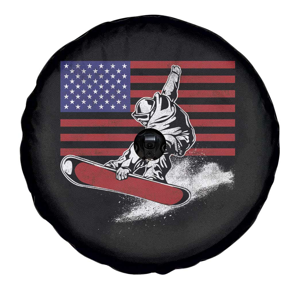 Funny Snowboarding Lover American Flag Winter Sport Spare Tire Cover - Wonder Print Shop