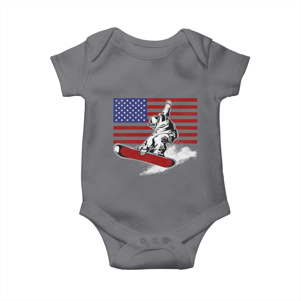 Funny Snowboarding Lover American Flag Winter Sport Baby Onesie - Wonder Print Shop