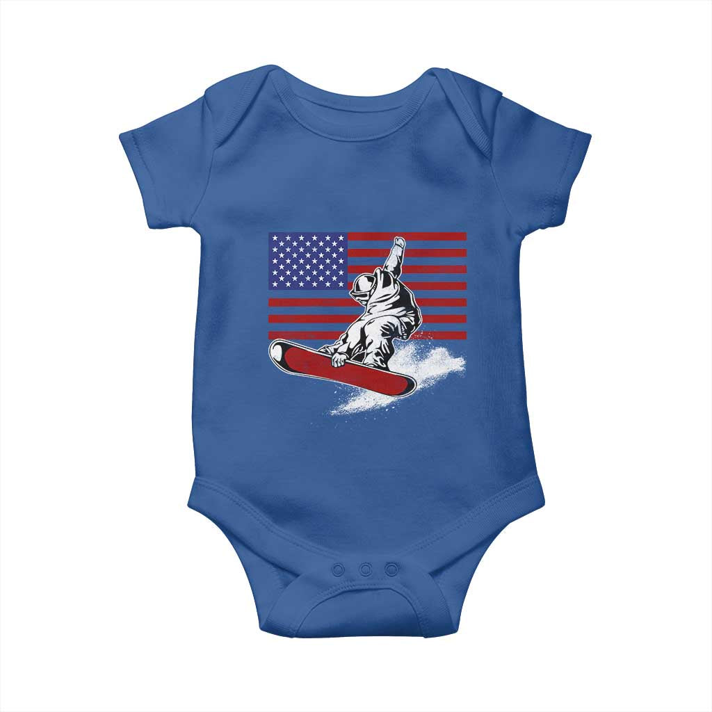 Funny Snowboarding Lover American Flag Winter Sport Baby Onesie - Wonder Print Shop