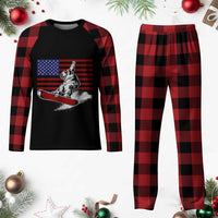 Funny Snowboarding Lover American Flag Winter Sport Plaid Pajama Set - Wonder Print Shop
