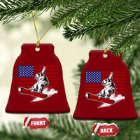 Funny Snowboarding Lover American Flag Winter Sport Ceramic Ornament - Wonder Print Shop
