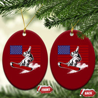 Funny Snowboarding Lover American Flag Winter Sport Ceramic Ornament - Wonder Print Shop