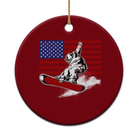 Funny Snowboarding Lover American Flag Winter Sport Ceramic Ornament - Wonder Print Shop