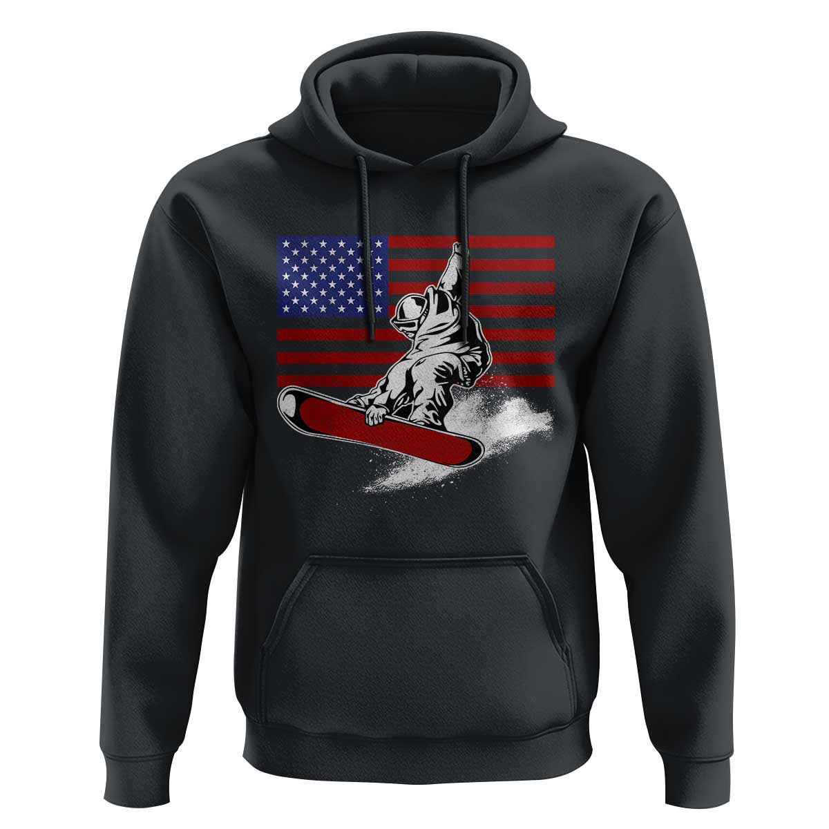 Funny Snowboarding Lover American Flag Winter Sport Hoodie - Wonder Print Shop