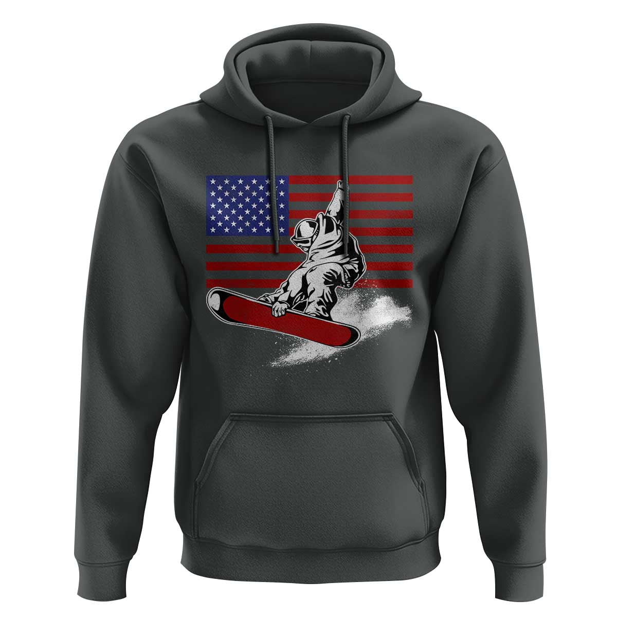 Funny Snowboarding Lover American Flag Winter Sport Hoodie - Wonder Print Shop