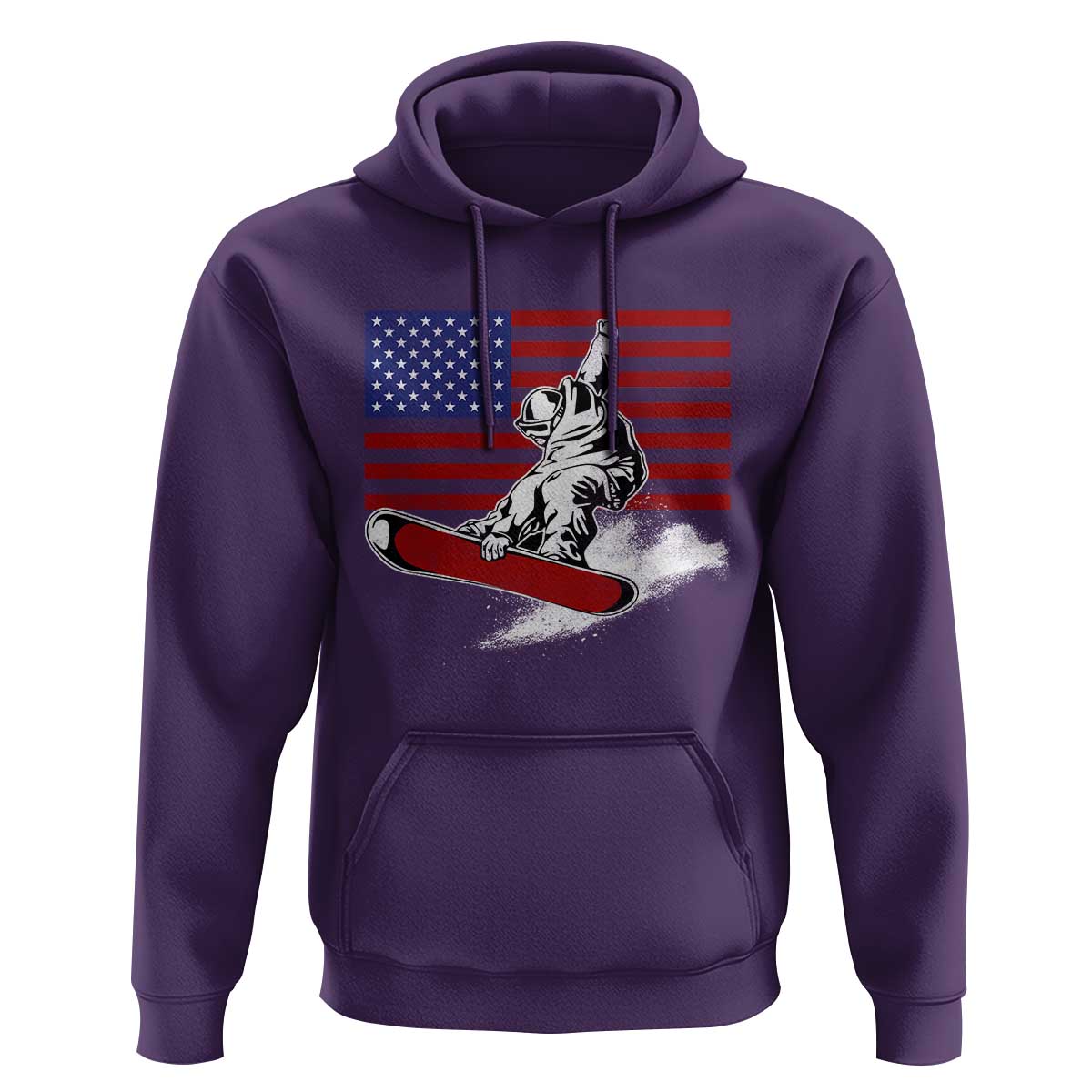 Funny Snowboarding Lover American Flag Winter Sport Hoodie - Wonder Print Shop