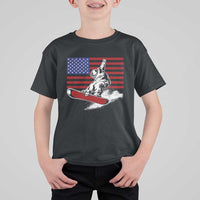 Funny Snowboarding Lover American Flag Winter Sport T Shirt For Kid - Wonder Print Shop