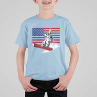 Funny Snowboarding Lover American Flag Winter Sport T Shirt For Kid - Wonder Print Shop