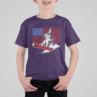 Funny Snowboarding Lover American Flag Winter Sport T Shirt For Kid - Wonder Print Shop
