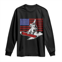 Funny Snowboarding Lover American Flag Winter Sport Long Sleeve Shirt - Wonder Print Shop