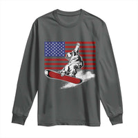 Funny Snowboarding Lover American Flag Winter Sport Long Sleeve Shirt - Wonder Print Shop